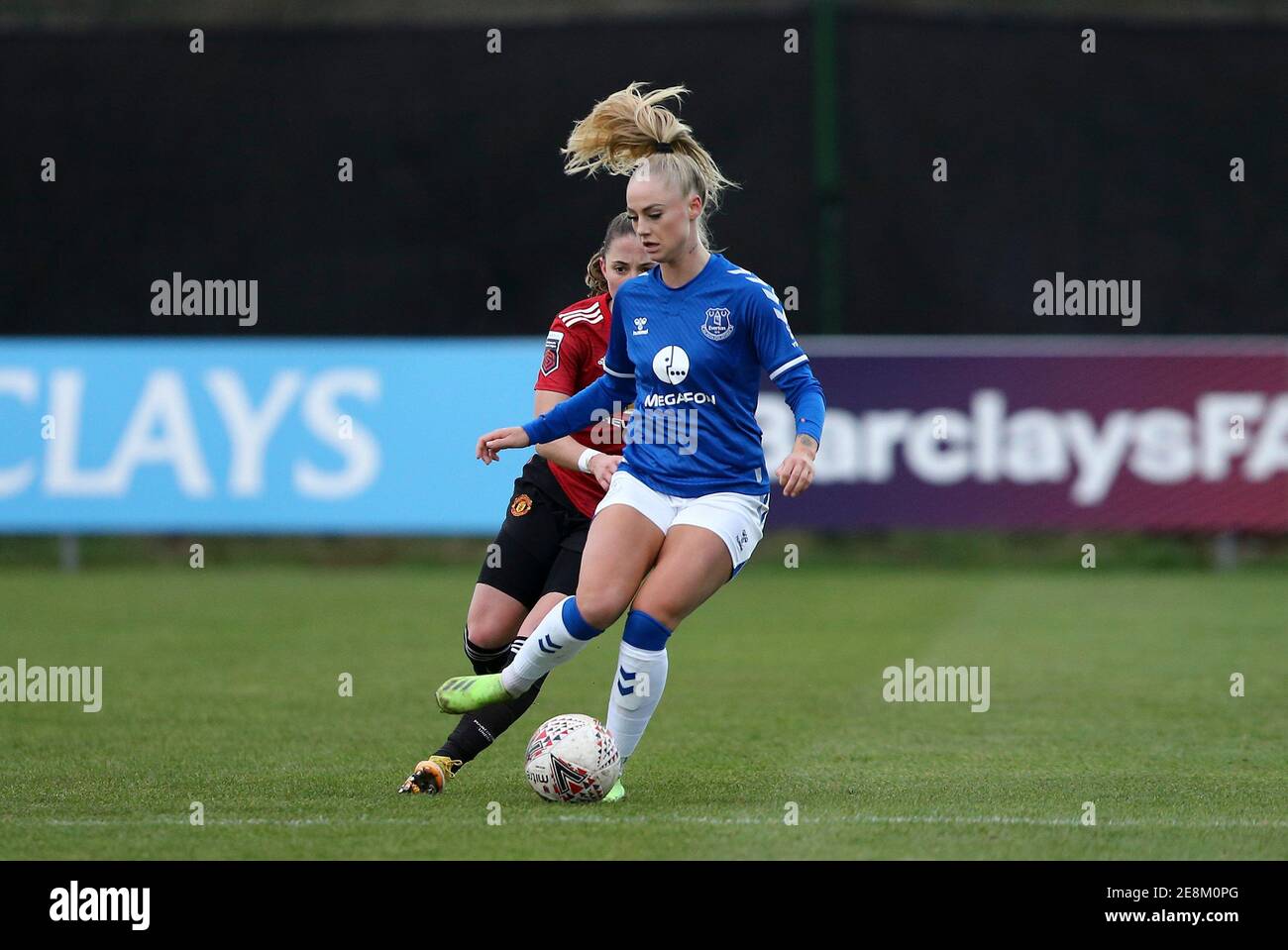 Liverpool, Regno Unito. 31 gennaio 2021. Alisha Lehmann di Everton in azione. Barclays Super League match femminile, Everton Women contro Manchester Utd Women al Walton Hall Park di Liverpool domenica 31 gennaio 2021. Questa immagine può essere utilizzata solo per scopi editoriali. Solo per uso editoriale, è richiesta una licenza per uso commerciale. Nessun uso in scommesse, giochi o un singolo club/campionato/giocatore publications.pic di Chris Stading/Andrew Orchard sports photography/Alamy Live News Credit: Andrew Orchard sports photography/Alamy Live News Foto Stock