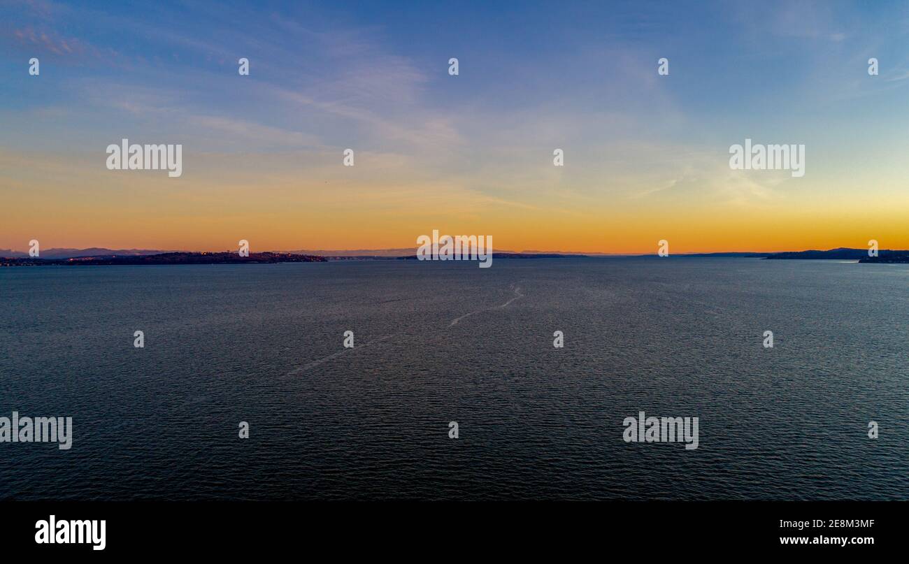 Isola di Bainbridge al tramonto Foto Stock