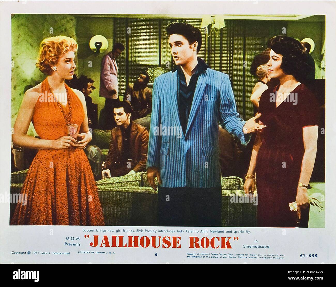 Elvis Presley, scheda lobby, scena dal film Jailhouse Rock 1957 Foto Stock