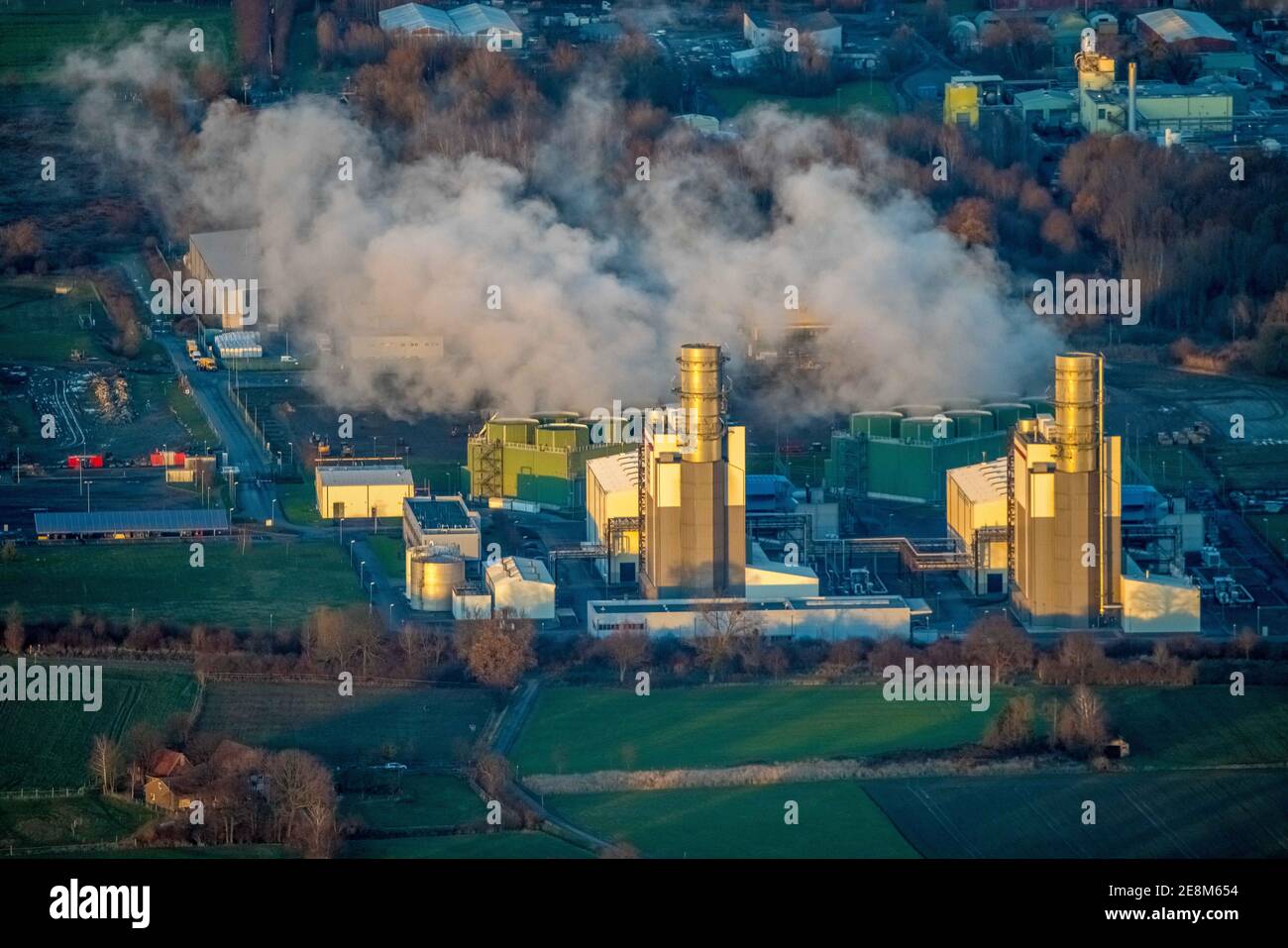Vista aerea, Trianel gas Power Station Hamm GmbH & Co. KG, GUD, Uentrop, Hamm, Ruhr area, Nord Reno-Westfalia, Germania, DE, Europa, vista uccelli-occhi Foto Stock