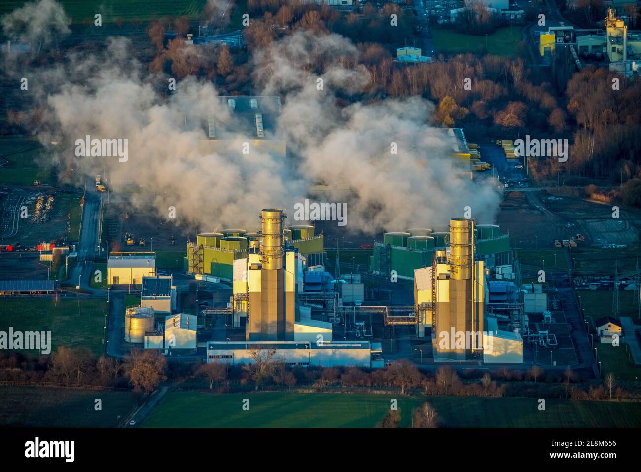 Vista aerea, Trianel gas Power Station Hamm GmbH & Co. KG, GUD, Uentrop, Hamm, Ruhr area, Nord Reno-Westfalia, Germania, DE, Europa, vista uccelli-occhi Foto Stock