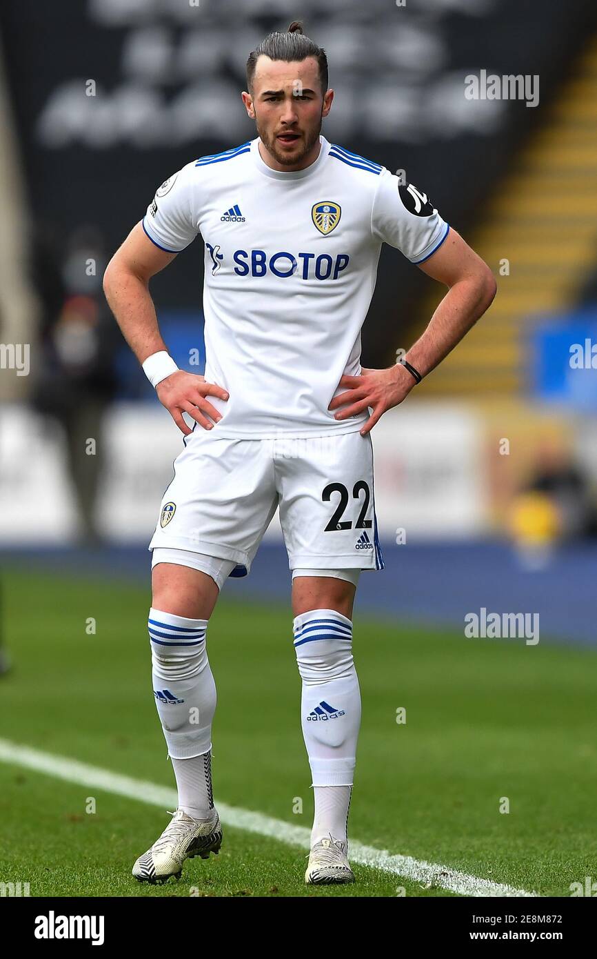 LEICESTER, INGHILTERRA. 31 GENNAIO Jack Harrison di Leeds United durante la partita della Premier League tra Leicester City e Leeds United al King Power Stadium di Leicester domenica 31 gennaio 2021. (Credit: Jon Hobley | MI News) Credit: MI News & Sport /Alamy Live News Foto Stock