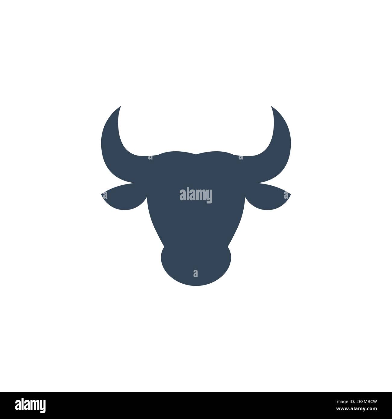 Icona testa di toro. Silhouette animale domestico isolata su sfondo bianco. Simbolo vettoriale zodiaco. Illustrazione Vettoriale