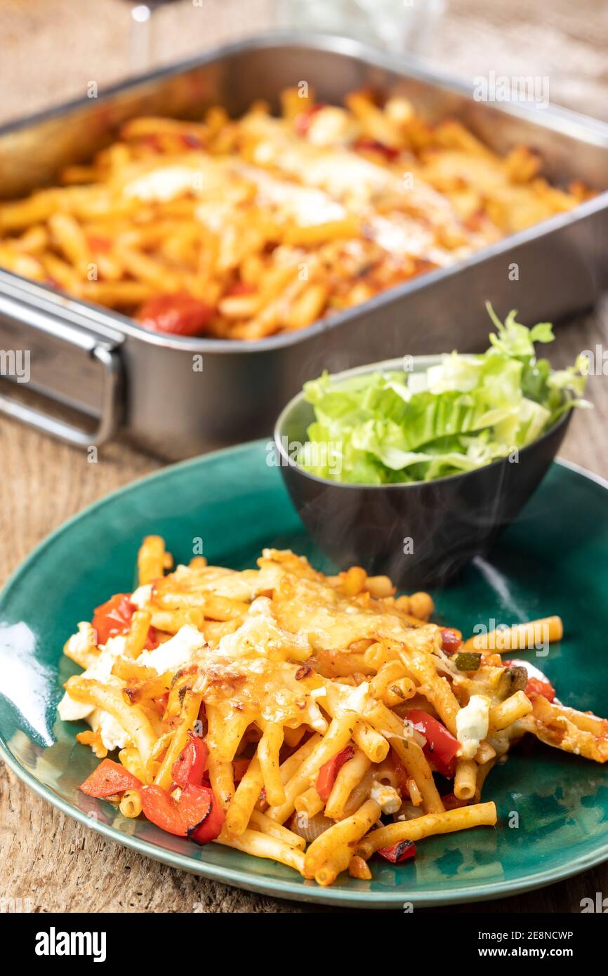 Pasta gratinata Foto Stock