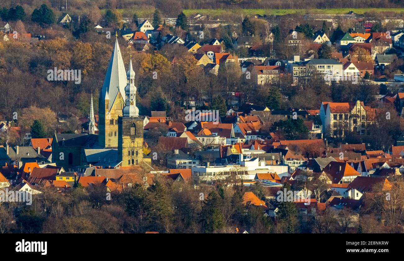 Luftbild, Innenstadtansicht, Altstadt, St. Petri Kirche Alde Kerke, St. Patrokli-Dom, Soest, Soester Börde, Nordrhein-Westfalen, Deutschland, Andachts Foto Stock