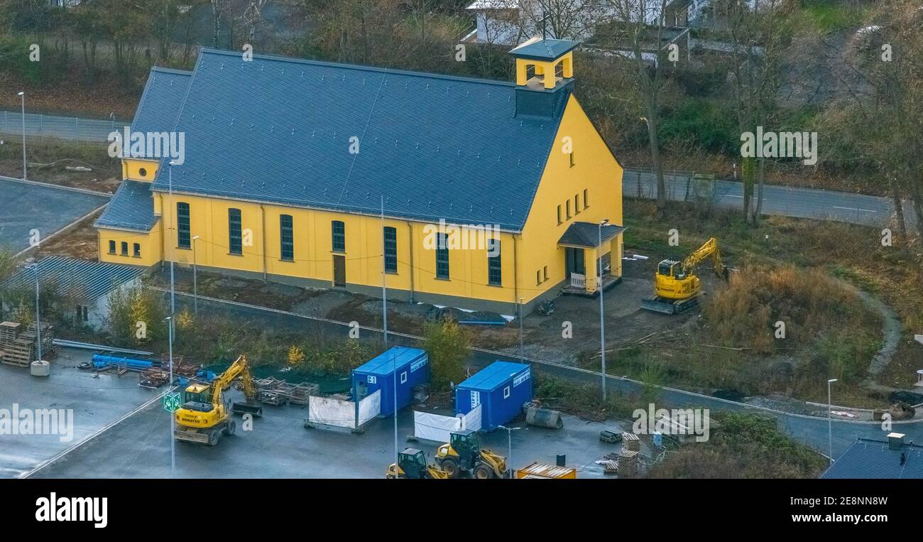 , vista, cappella, area di costruzione ex caserma Kanaal van Wessem, alloggio e alloggi per rifugiati, Soest, Soester Börde, Nord Reno-Westp Foto Stock