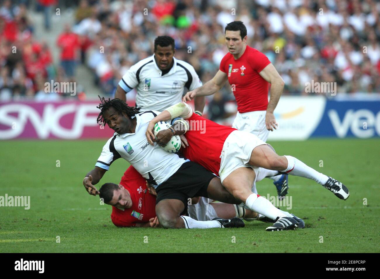 Lo zenzero delle Fiji Vilimoni Delasau durante la Coppa del mondo di rugby IRB, pool B, Galles vs Figi allo stadio Beaujoire di Nantes, Francia, il 29 settembre 2007. Foto di Medhi Taamallah/Cameleon/ABACAPRESS.COM Foto Stock