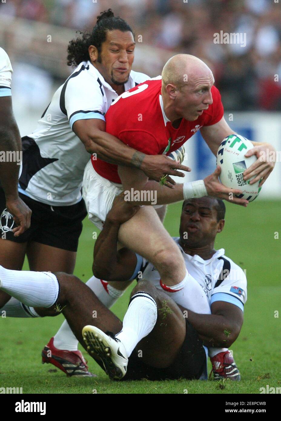 Durante la Coppa del mondo IRB Rugby, pool B, Galles vs Figi allo stadio Beaujoire di Nantes, Francia, il 29 settembre 2007. Foto di Medhi Taamallah/Cameleon/ABACAPRESS.COM Foto Stock