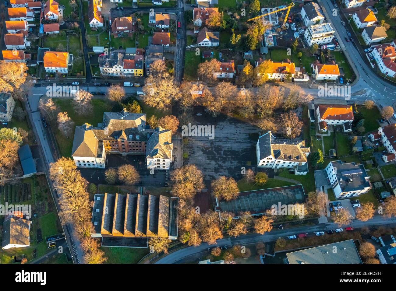 Vista aerea, Overbergschule, scuola secondaria cattolica, Overberg Sporthalle, Werl, Renania Settentrionale-Vestfalia, Germania, istruzione, istituto di istruzione Foto Stock