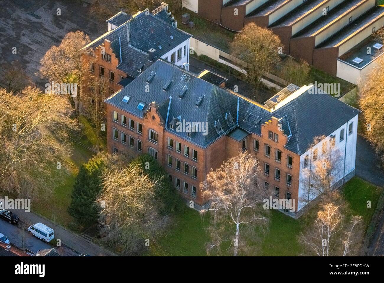 Vista aerea, Overbergschule, scuola secondaria cattolica, Overberg Sporthalle, Werl, Renania Settentrionale-Vestfalia, Germania, istruzione, istituto di istruzione Foto Stock