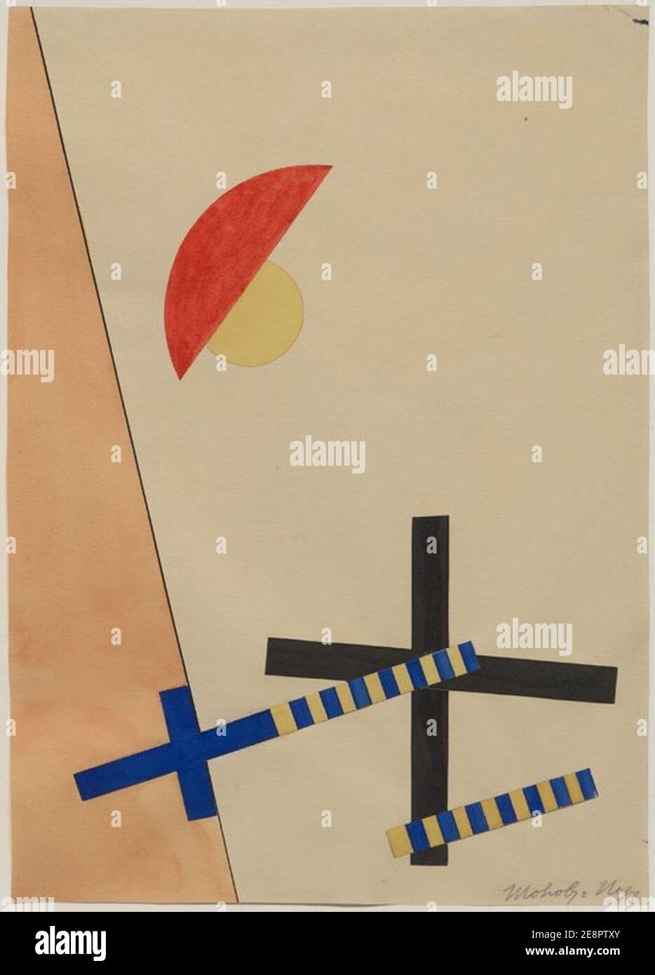 Collage mit 2 Kreuzen (collage con 2 croci) di László Moholy-Nagy, 1922. Foto Stock