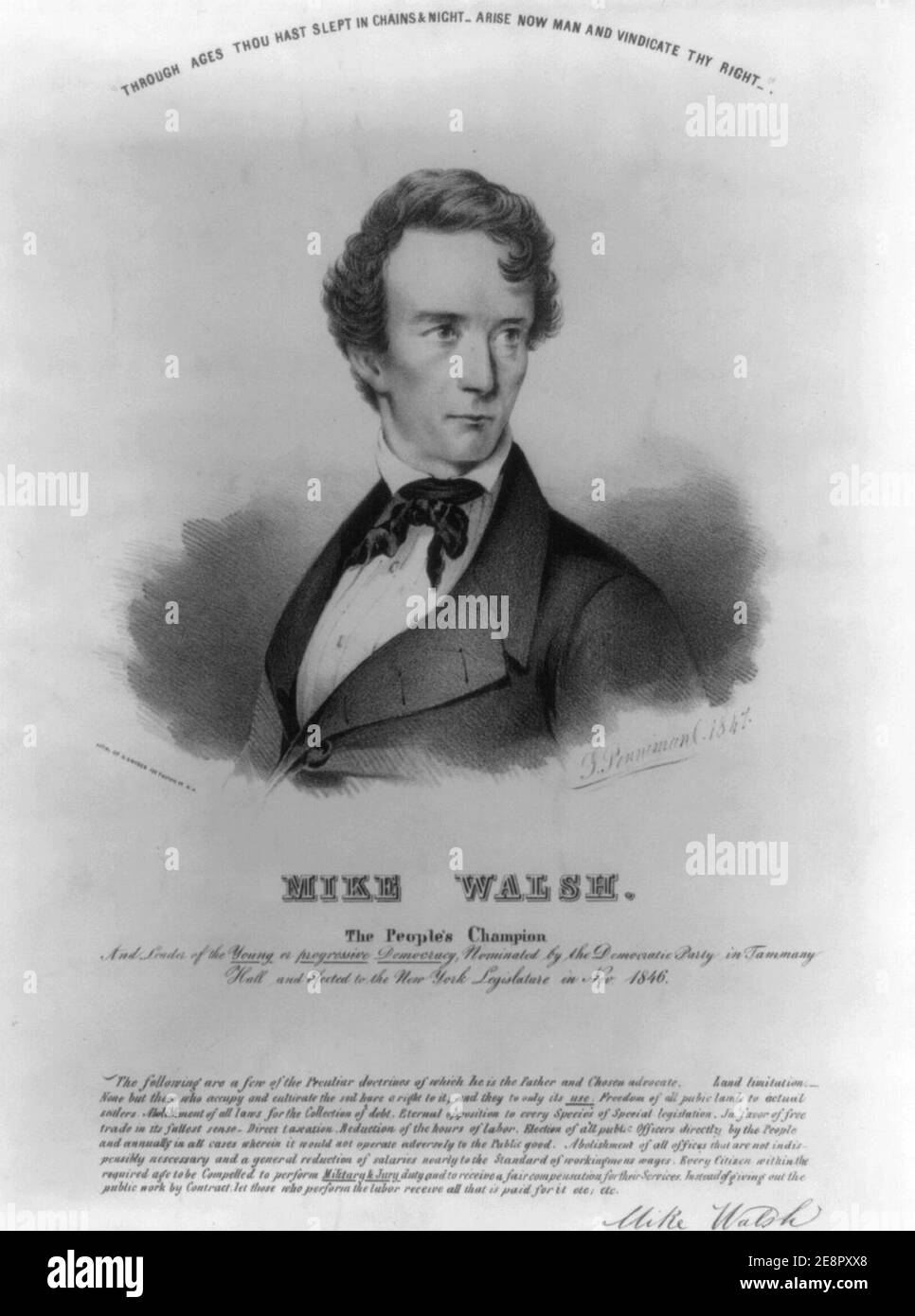 Mike Walsh. Il campione popolare e leader della democrazia giovane o progressista, nominato dal Partito democratico in Tammany Hall ed eletto alla legislatura di New York nel novembre 1846 - Foto Stock