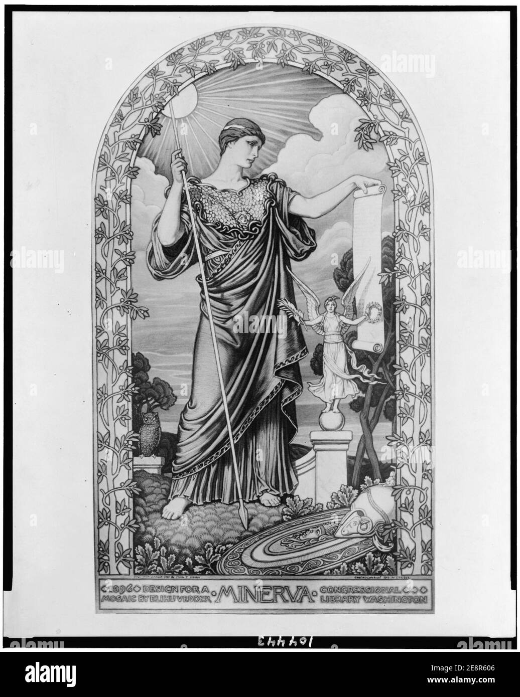 Minerva, disegno di un mosaico di Elihu Vedder, Foto Stock