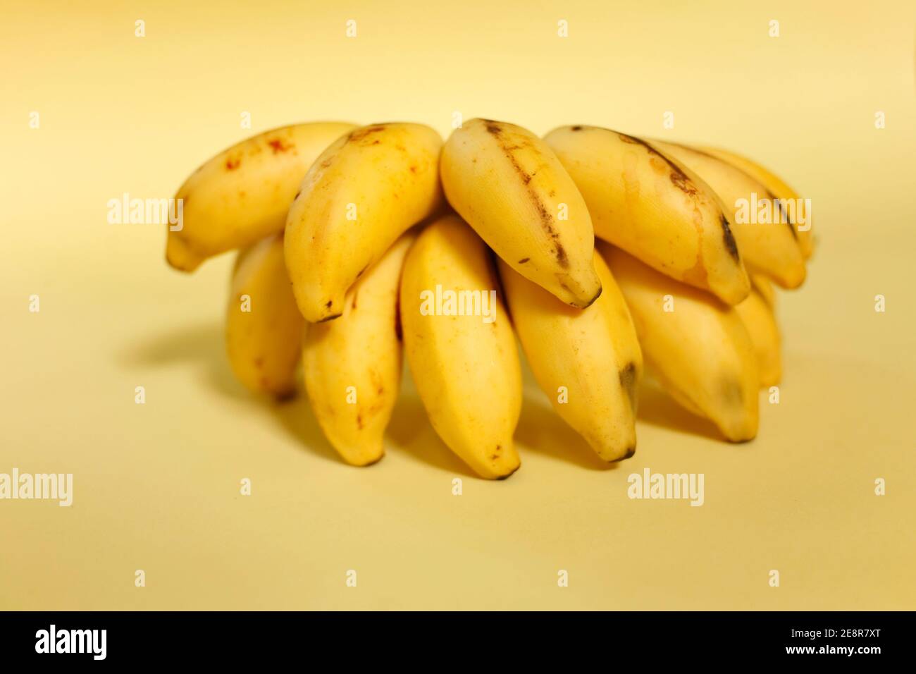 mazzo di banana isolato su sfondo giallo Foto Stock