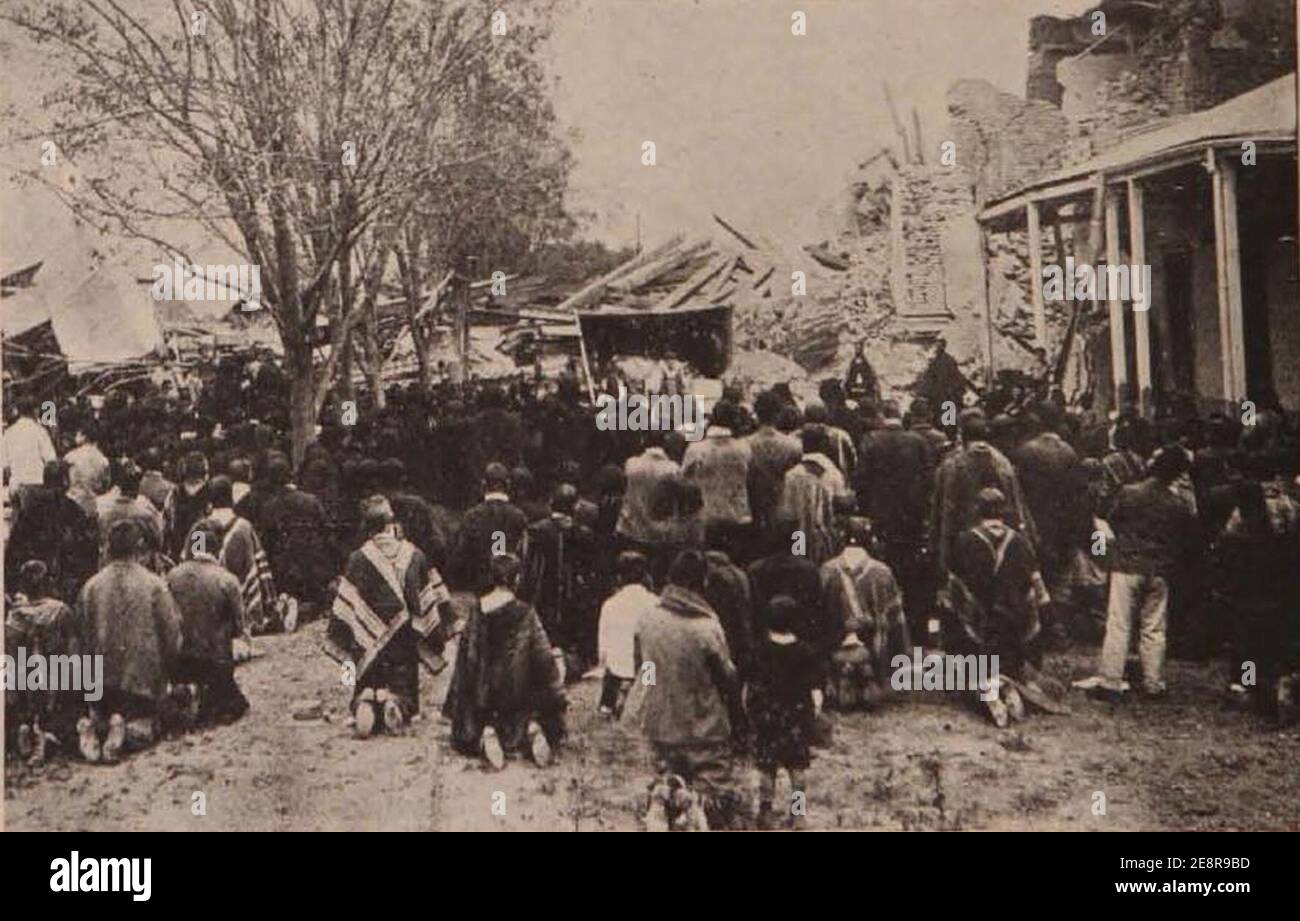 Misa al aire libre-Terremito Valparaíso 1906. Foto Stock