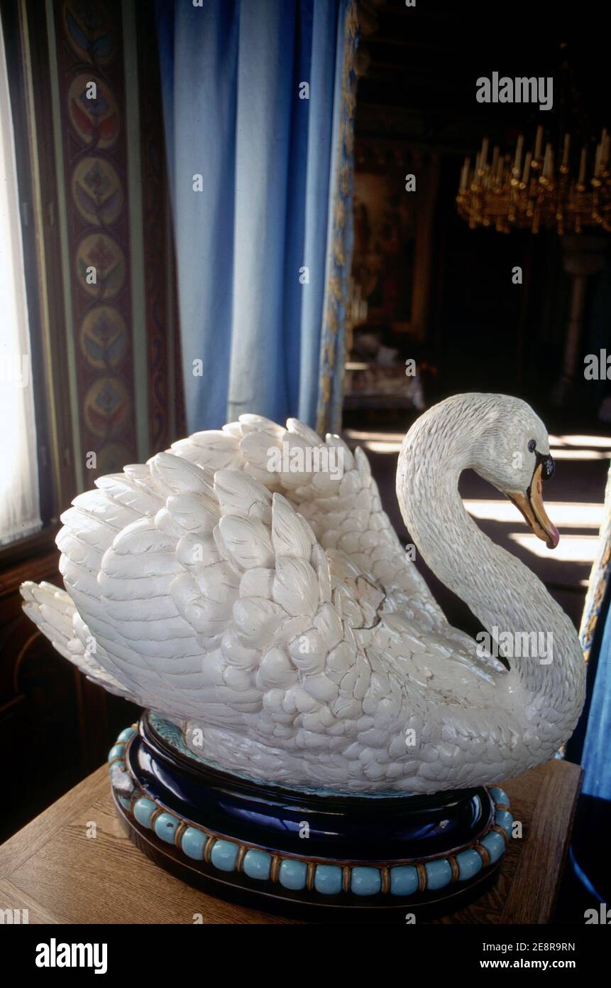 Germania/Baviera/Re Ludwigs Castel , cigno in porcellana Meissen a castel Neuschwanstein Foto Stock