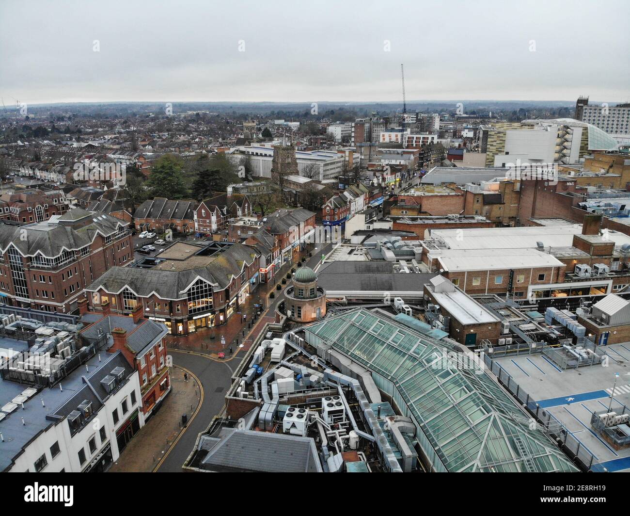 Bolton, Regno Unito. 14 Settembre 2017. (Nota dell'editore: Immagine presa da un drone) Vista aerea del centro di Watford durante il terzo blocco nazionale, Greater Manchester. Credit: SOPA Images Limited/Alamy Live News Foto Stock