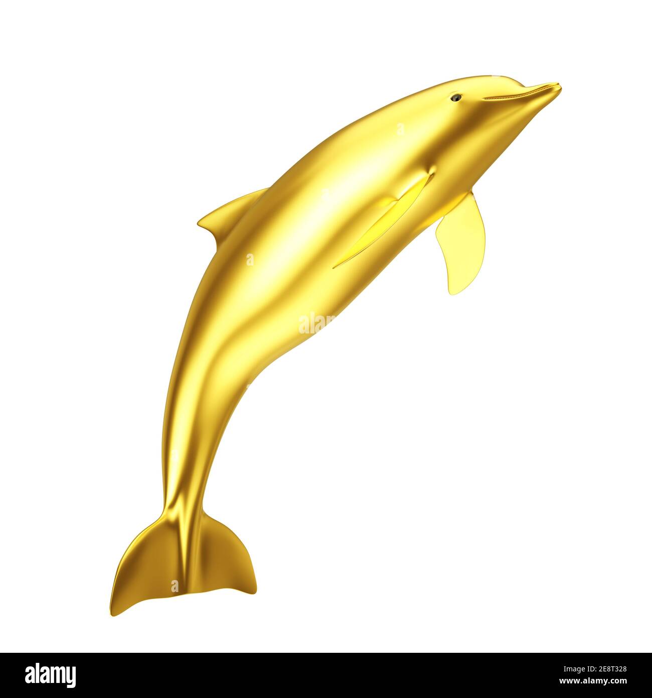 Golden Tursiops Truncatus Ocean o Sea Bottlenose Dolphin su sfondo bianco. Rendering 3d Foto Stock