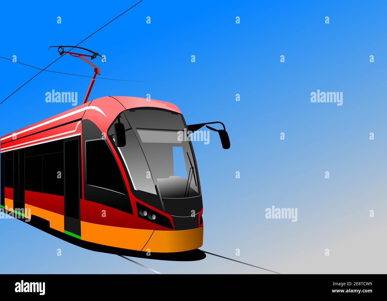 Tram cittadino. Illustrazione vettoriale 3d Illustrazione Vettoriale