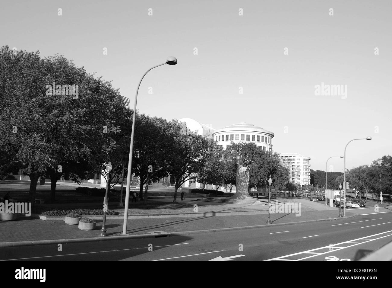 Washington DC Road Lights Lights Light Path Trees Grass Modern New Place History Road Steps Park Land Boards Blocked Foto Stock