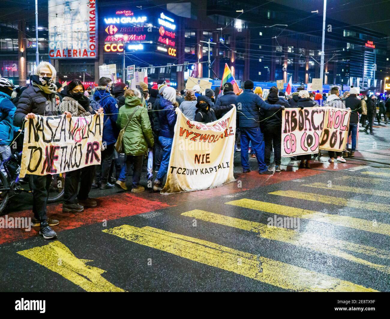 Wroclaw, Polonia, 29 gennaio 2021 - protesta spontanea contro la legge anti-aborto forzata dal governo polacco PIS Foto Stock