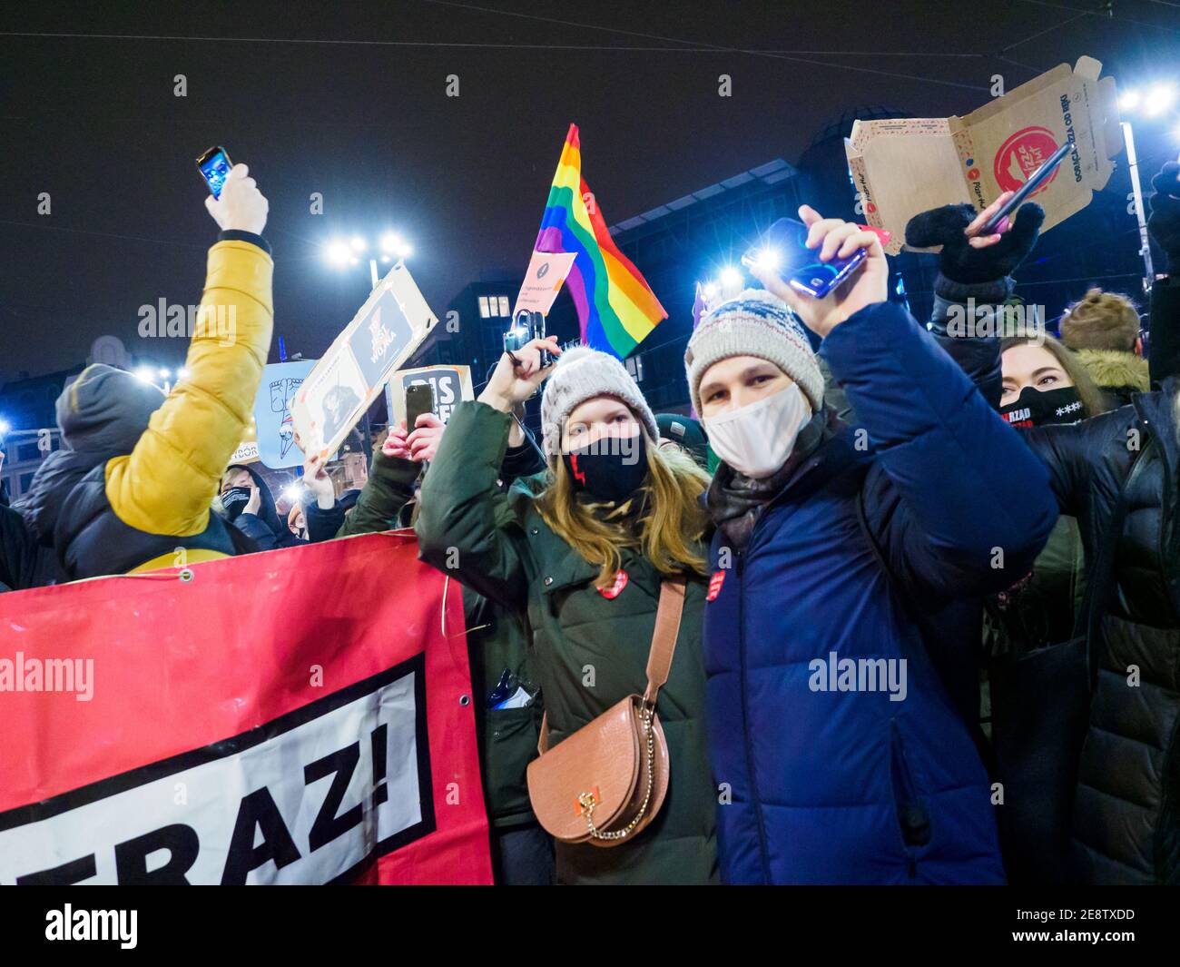 Wroclaw, Polonia, 29 gennaio 2021 - protesta spontanea contro la legge anti-aborto forzata dal governo polacco PIS Foto Stock