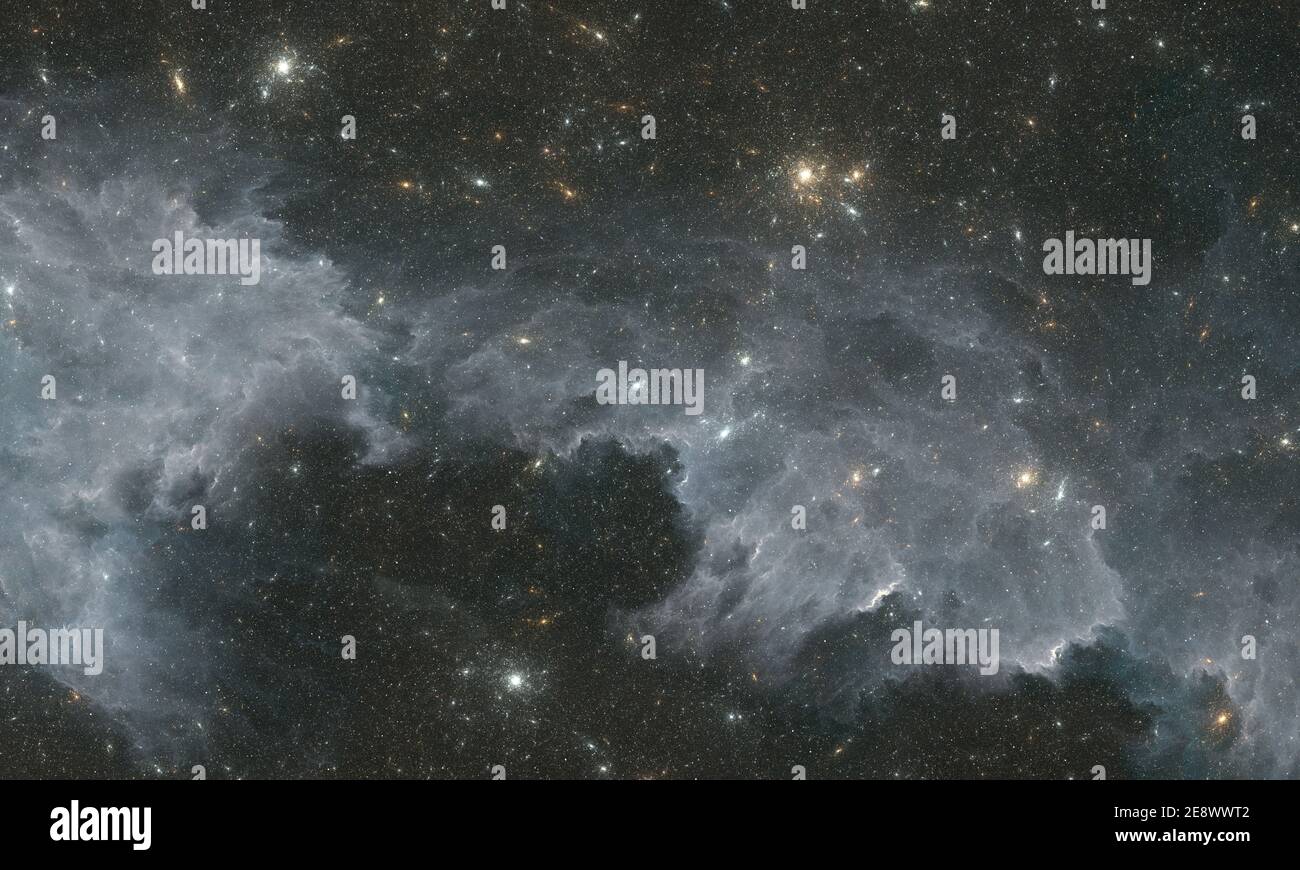 Sistema stellare e nebulosa a gas. illustrazione 3d Foto Stock