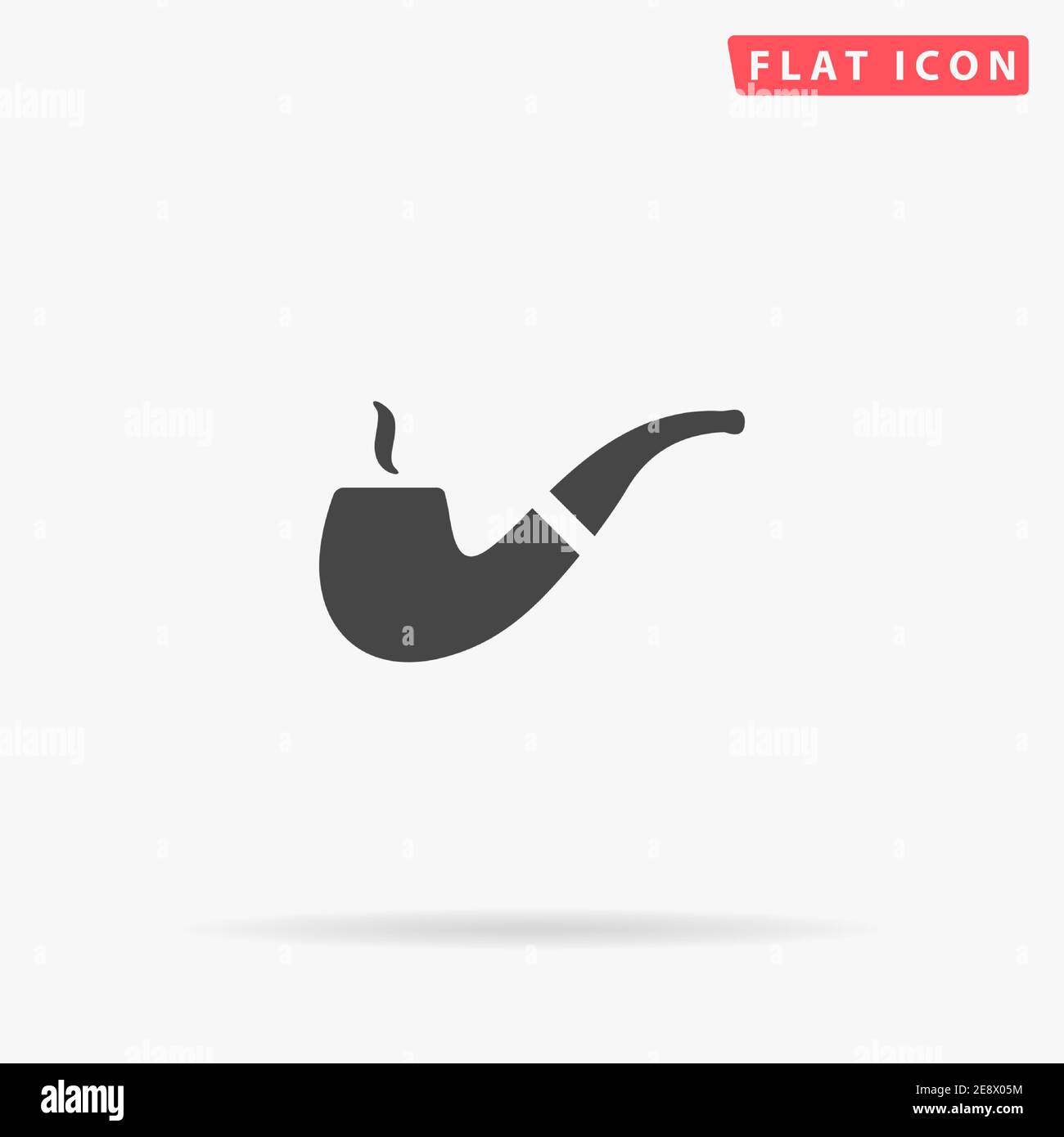 Icona vettore piano tubo tabacco fumé. Illustrazioni di design disegnate a mano. Illustrazione Vettoriale