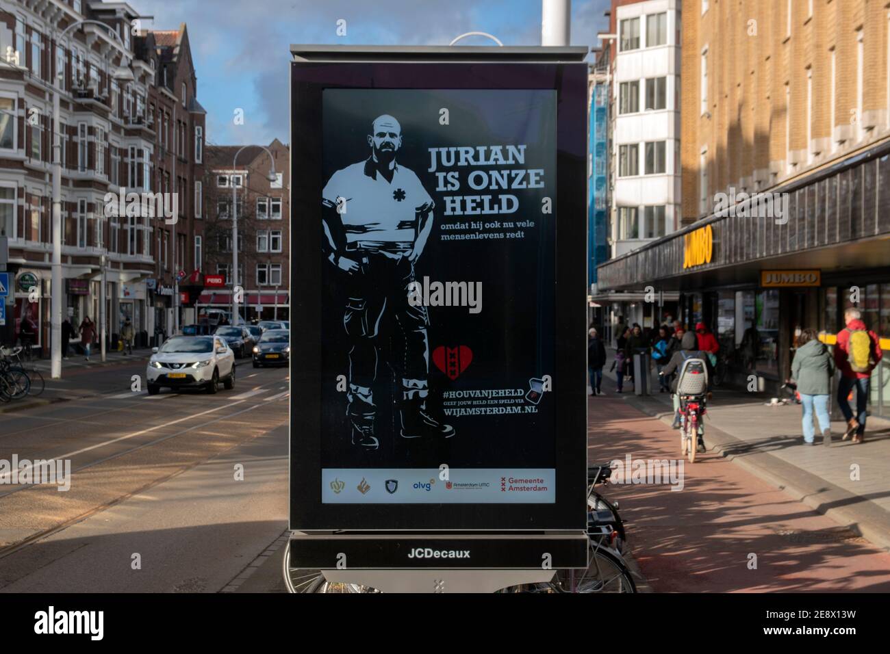 Billboard Jurian è Onze tenuto ad Amsterdam Olanda 22-1-2021 Foto Stock