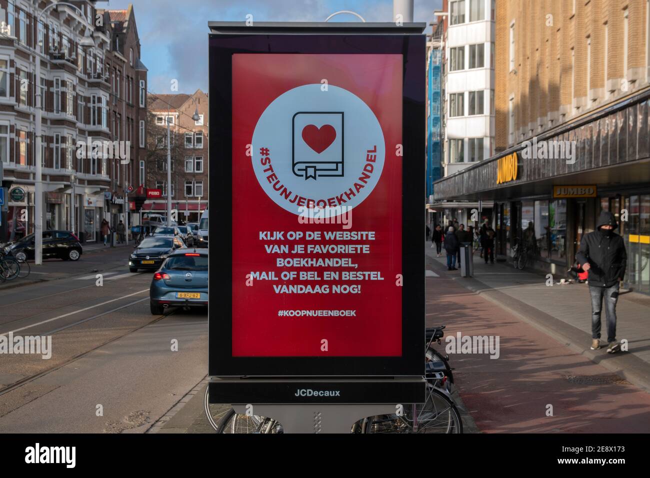 Affissioni supportate la vostra libreria locale ad Amsterdam Paesi Bassi 22-1-2021 Foto Stock