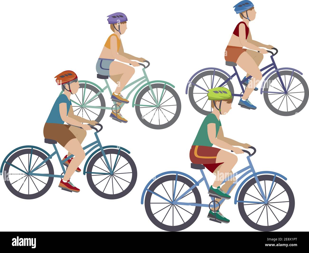 Gruppo in bici - illustrazione Illustrazione Vettoriale