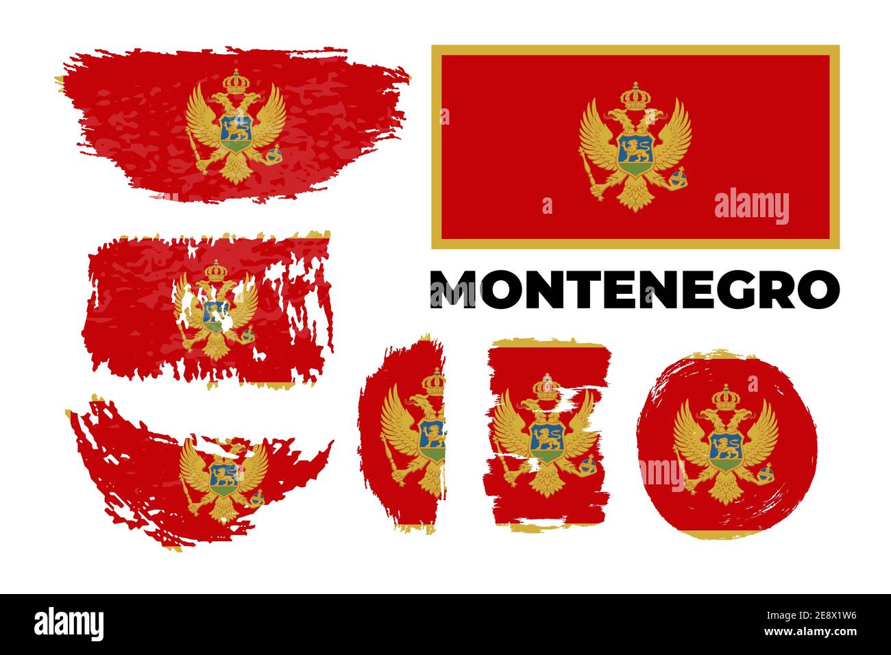 Bandiera nazionale del Montenegro, colori ufficiali e proporzioni corrette. Illustrazione Vettoriale