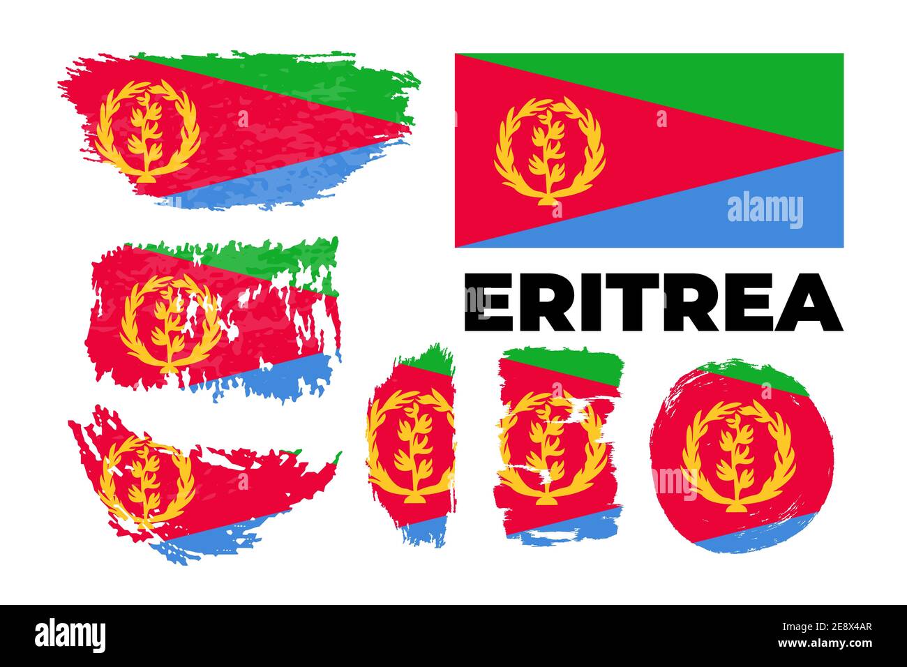 Bandiera nazionale dell'Eritrea, colori ufficiali e proporzioni corrette. Illustrazione Vettoriale