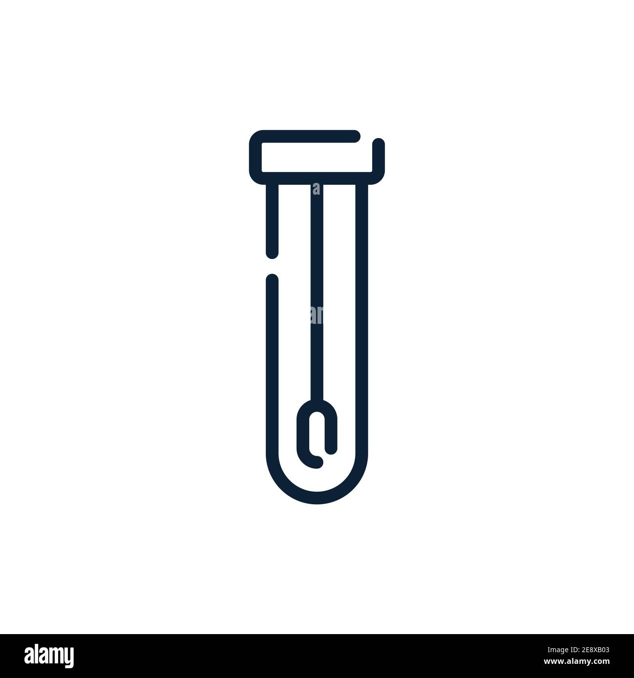 Icona della linea vettoriale del test pcr Covid. Corona virus covid19 test in provetta laboratorio medico Illustrazione Vettoriale