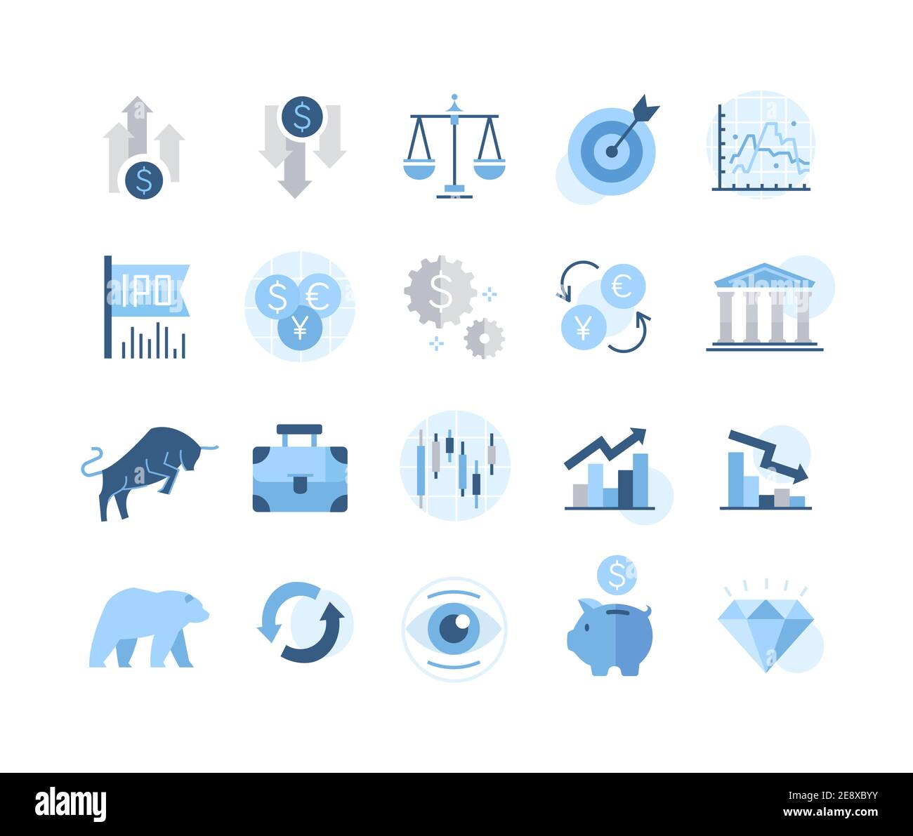 Un semplice set di icone finanziarie e di stock Illustrazione Vettoriale