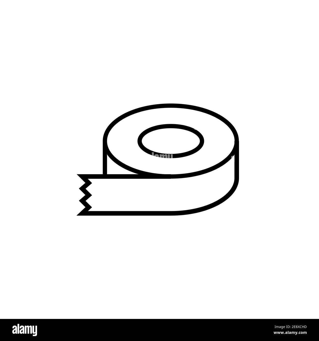 Icona vettore linea nastro adesivo. Rotolo di nastro adesivo per etichette piatte per disegno dispenser Illustrazione Vettoriale