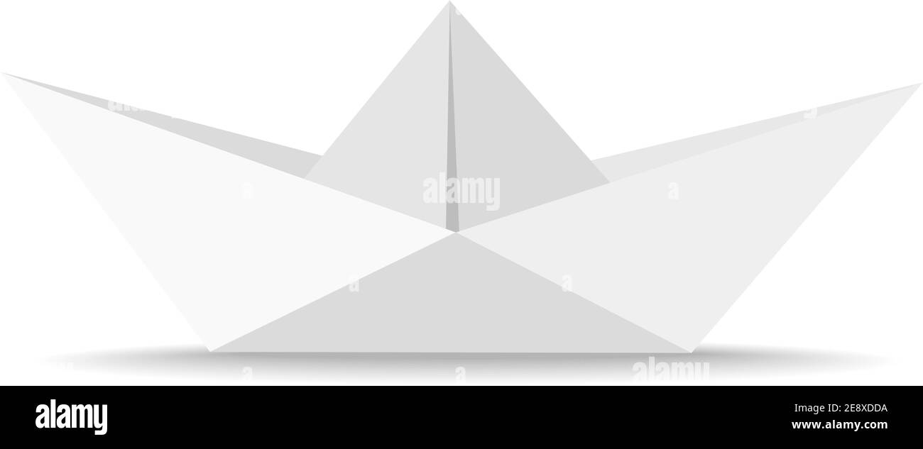 imbarcazione di carta origami isolata su sfondo bianco illustrazione vettoriale Illustrazione Vettoriale