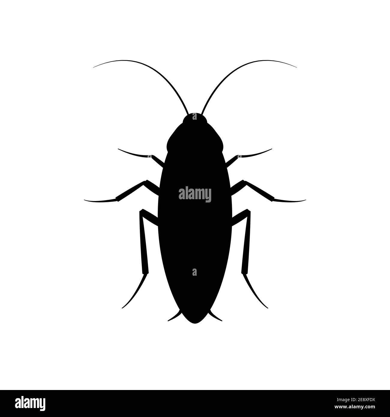Icona vettore bug di cockroach. Roach silhouette insetto nero icona illustrazione Pest. Illustrazione Vettoriale