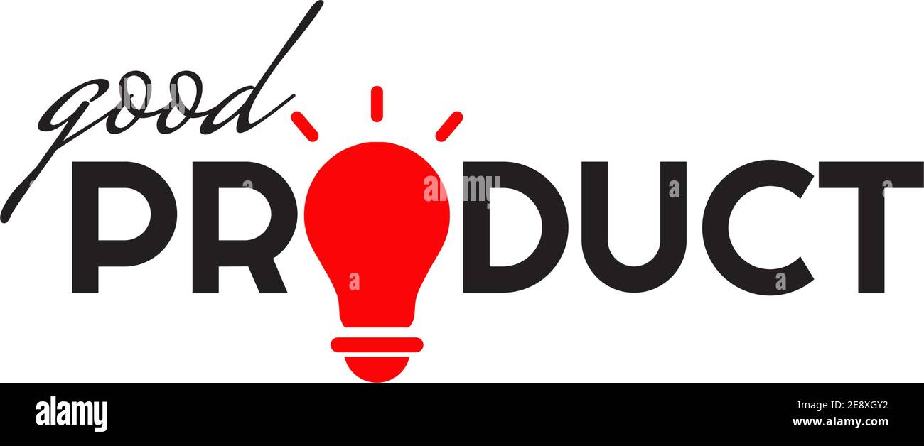 Buon logo di testo del prodotto incorporato con il modello di design della lampada rossa Illustrazione Vettoriale
