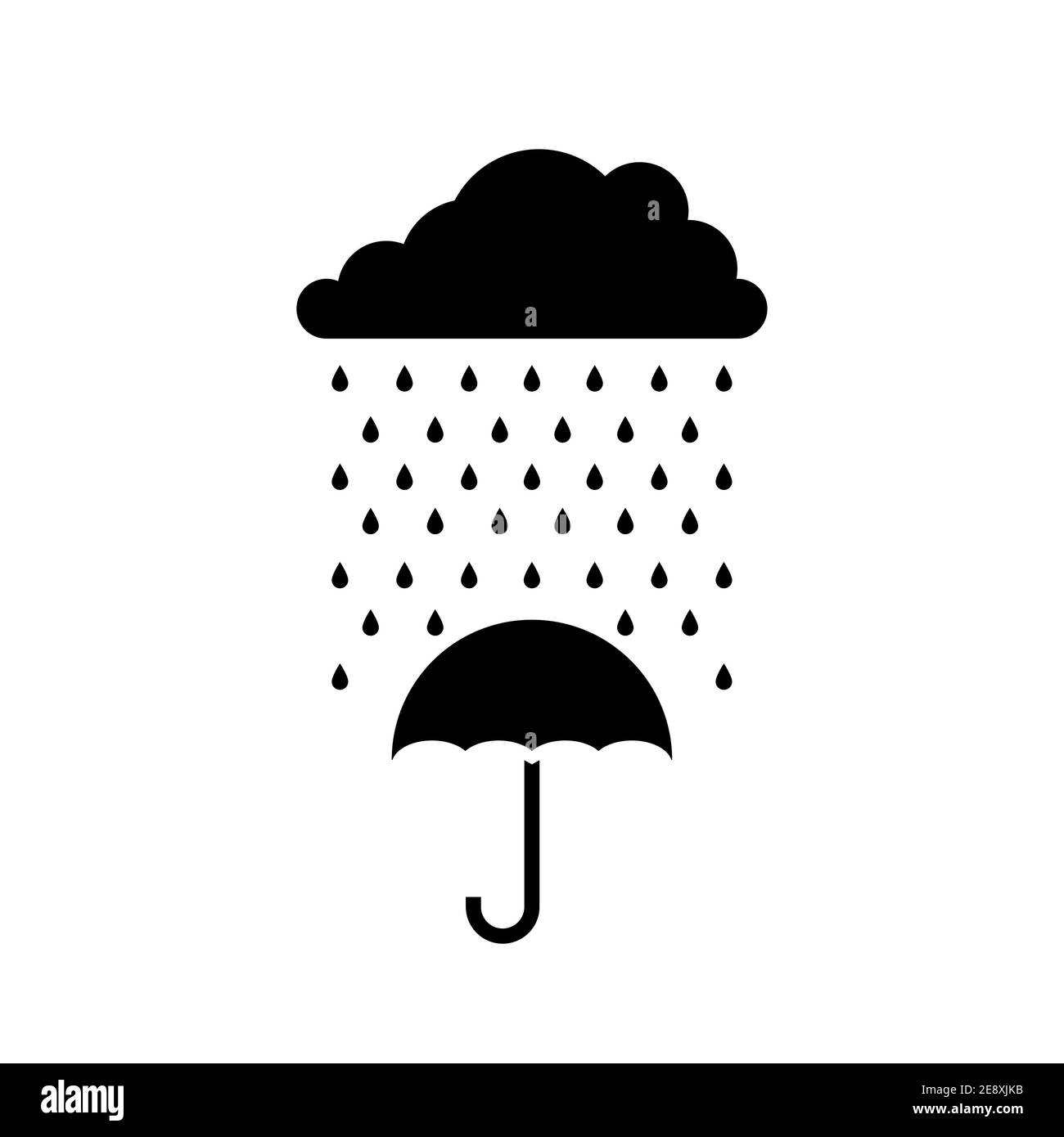 Icona vettore ombrello. Simbolo acqua ombrello protezione pioggia. Icona di caduta del segnale di sicurezza pioggia isolata Illustrazione Vettoriale