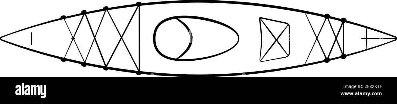 Canoe icona doodle disegnata a mano. Canoe per campeggio turismo, tempo libero e avventura. Illustrazione del doodle vettoriale. Illustrazione dello schizzo vettoriale in kayak per stampa, web, mobile e infografiche isolate su sfondo bianco Illustrazione Vettoriale