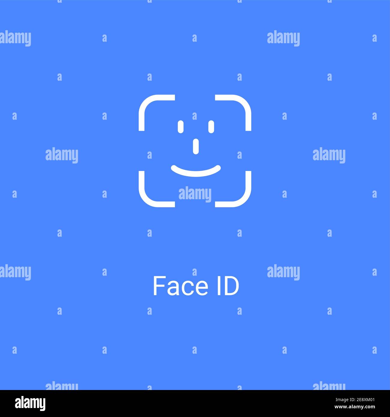 Verifica utente riconoscimento facciale Face ID. Concetto biometrico di scansione del volto del telefono Illustrazione Vettoriale