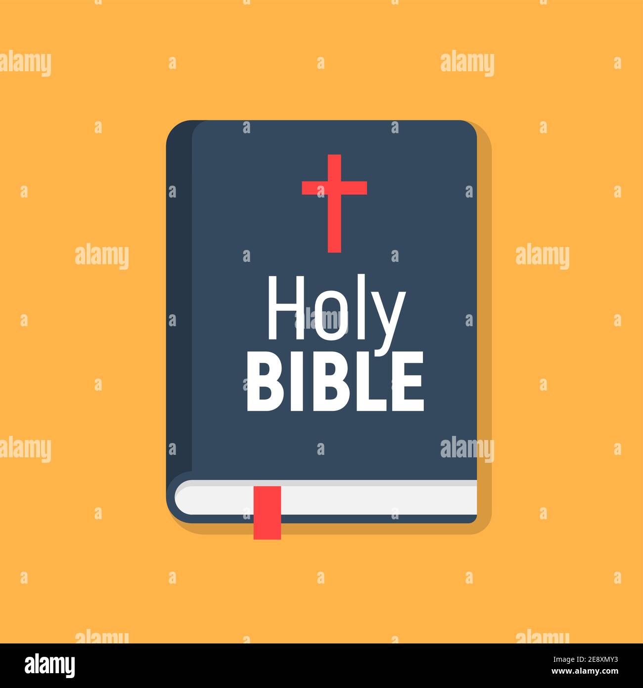 Icona del logo del vettore della Sacra Bibbia. Chiesa bibbia isolato libro disegno piatto pittogramma Illustrazione Vettoriale