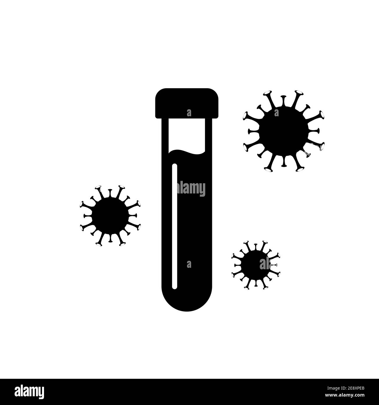 Icona vettore test pcr Covid. Corona virus covid19 test in provetta laboratorio medico Illustrazione Vettoriale