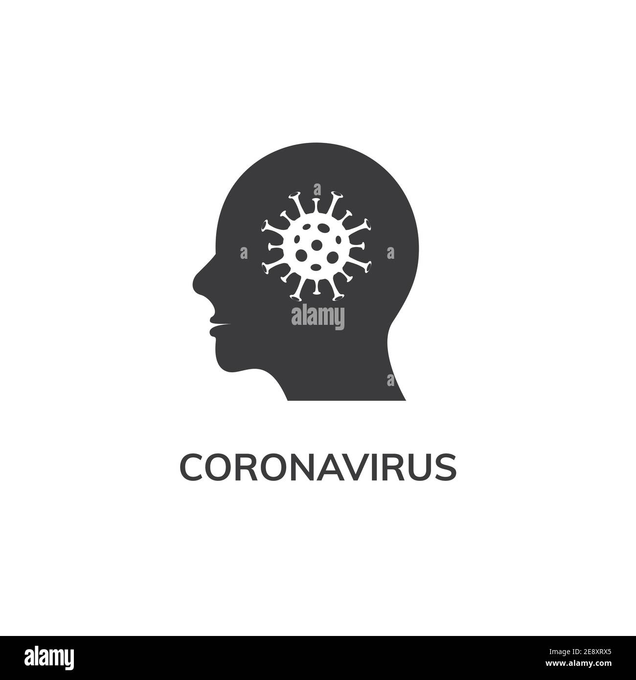 Icona del vettore della testa del coronavirus covid 19. Segnale di illustrazione del virus della corona pandemica. Illustrazione Vettoriale