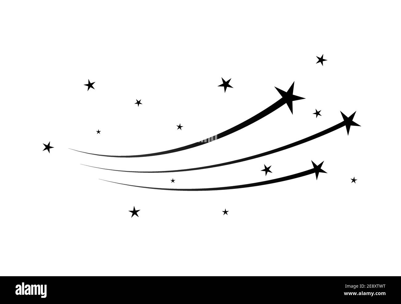 Sentiero della polvere di stella magica, sparare vettore di stella di glitter della cometa. flying stardust meteorite Illustrazione Vettoriale