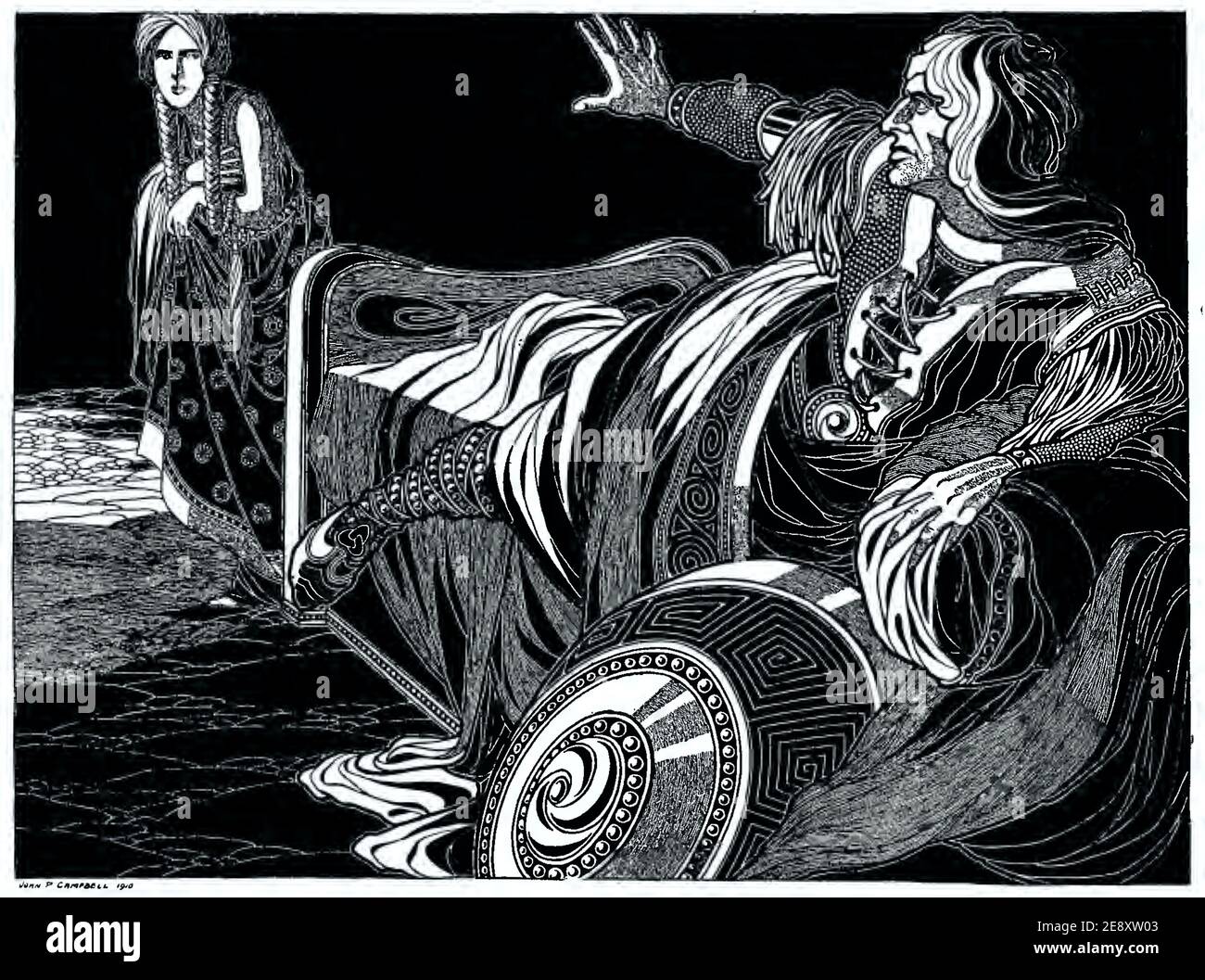 Vintage John Patrick Campbell illustrazione dal titolo Sara appare a Finn da Celtic Romances. Foto Stock Vintage John Patrick Campbell illustrazione dal titolo Sara appare a Finn da Celtic Romances. Foto Stock