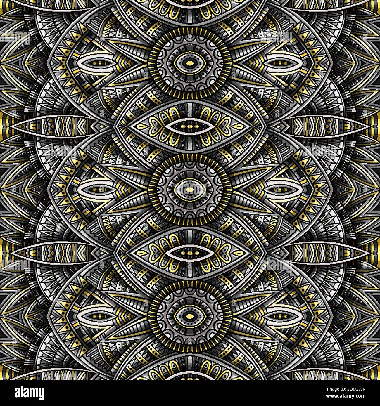 Astratto etnico vintage sfondo giallo e grigio. Illustrazione Vettoriale