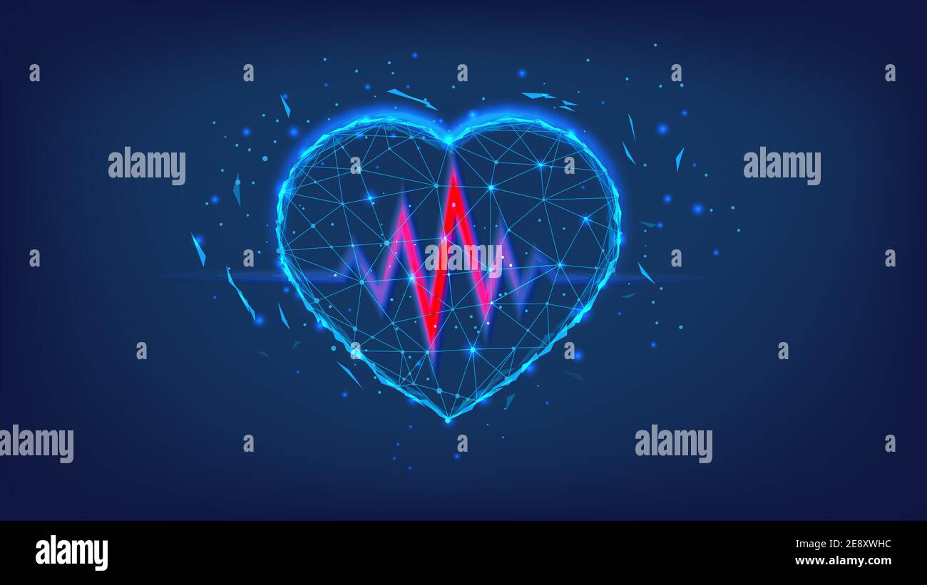 Cuore poligonale. Linea del cardiogramma. Poly. Basso Illustrazione concettuale medica, sanitaria, cardiologia. Foto Stock