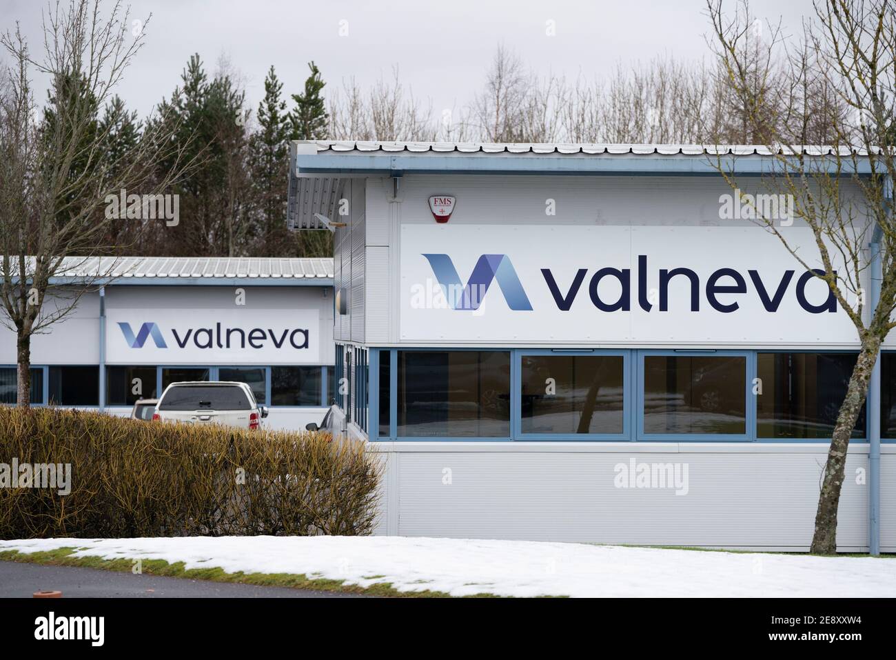 Esterno dell'impianto di produzione di vaccini Valneva Covid-19 a Livingston, Scozia, Regno Unito Foto Stock